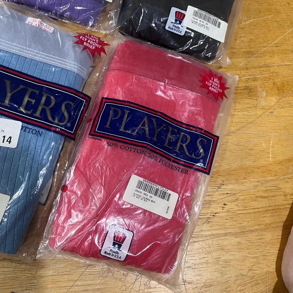 Players‎ Big Mans Fly Front Ribbed Briefs 3X 50-52 Lot of 4 Vtg Made in USA NEW